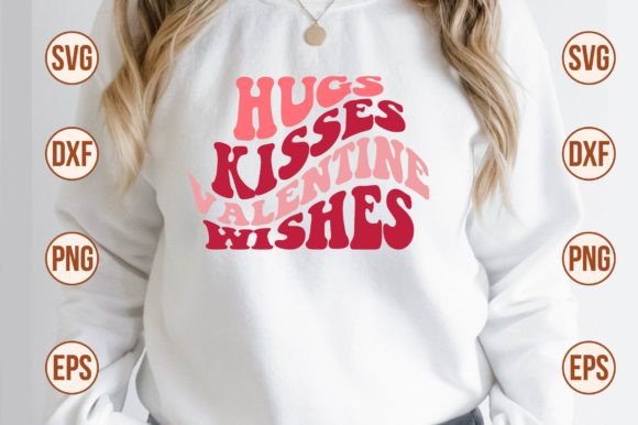 Hugs Kisses Valentine Wishes Retro Svg