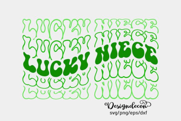 Lucky Niece Mirrored Text Retro Svg Png